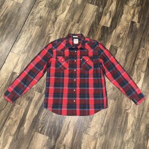 Levi's Plaid Western‎ Cut Pearl Snap Long-sleeve Button-up Shirt Men's Size L